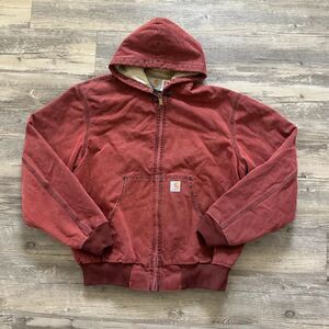Vintage Carhartt JQ153 Port W/ Cream Quilted Lining Hooded Jacket Size L